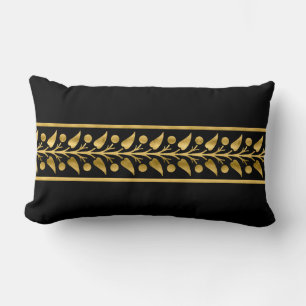 Lumbar Cojín decorativo negro y oro