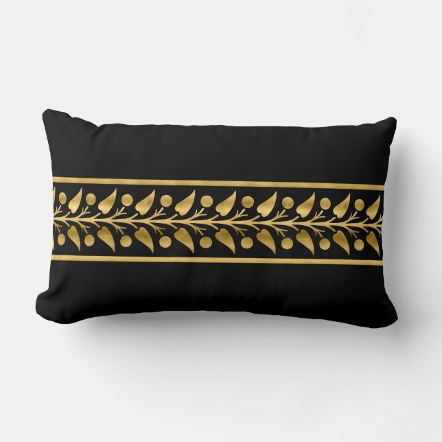 Lumbar Cojín decorativo negro y oro (Anverso)