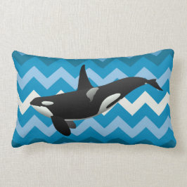 Lumbar Cojín decorativo Orca Killer Whale Blue Chevron