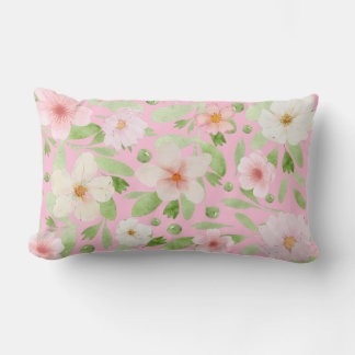 Lumbar Cojín decorativo Pastel Rosa Elegante Patrón Flora