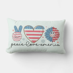 Lumbar Cojín decorativo Patriótico Peace Love America