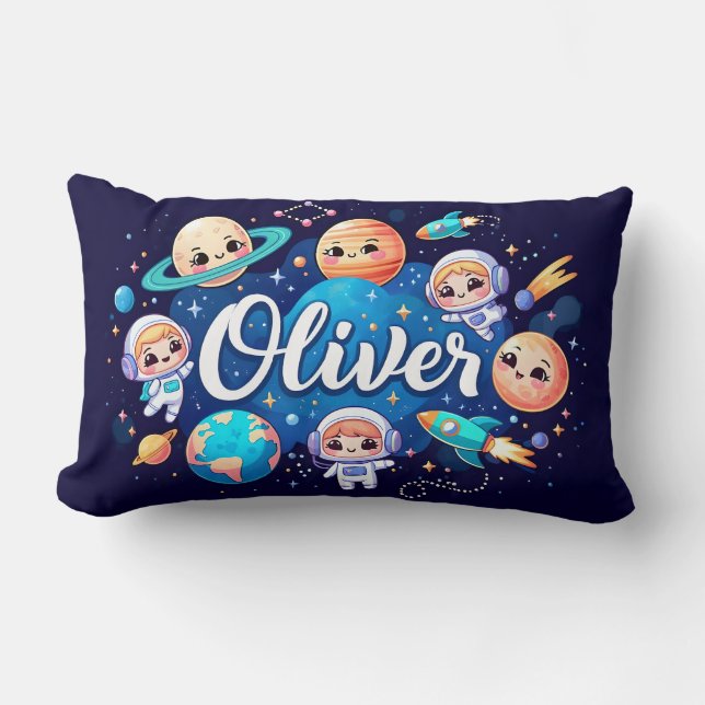 Lumbar Cojín decorativo personalizado de Space Galaxy Oli (Anverso)