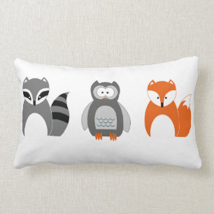 Lumbar Cojín decorativo Raccoon de Bebé Fox Owl