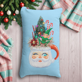 Lumbar Cojín decorativo Vintage Santa Mug Blue (largo)