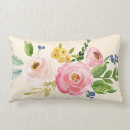 Lumbar Cojín decorativo Watercolor Vintage Floral Print B