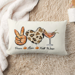 Lumbar Cojín decorativo Wine Peace Love Fall