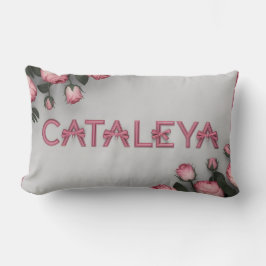 Lumbar COJÍN DECORATIVO y manta de Rosa bordado CATALEYA