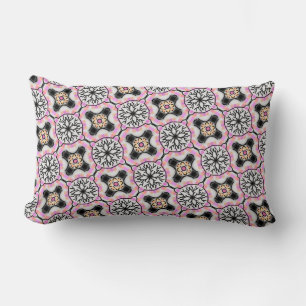 Lumbar Cojín rectangular decoración de rosa, blanco y