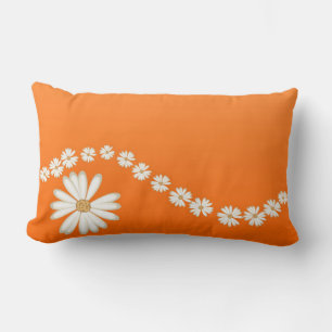Lumbar Daisies blancos en el Cojín decorativo Naranja Lum