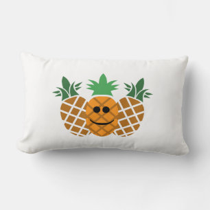 Lumbar Diseño de piña feliz - Cojín decorativo poliéster,