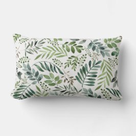 Lumbar Elegante acuarela Cojín decorativo de hojas botáni