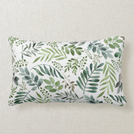Lumbar Elegante acuarela Cojín decorativo de hojas botáni