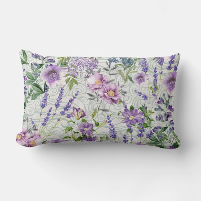Lumbar Florals Lavender, Mauve, Cojín decorativo Foliage (Anverso)