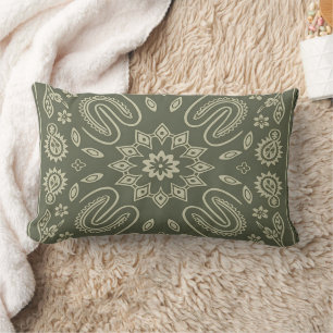 Lumbar Funda de cojín de bandana paisley vintage crema y 