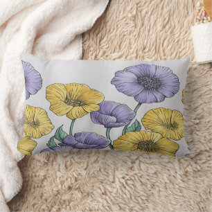 Lumbar Funda de cojín floral botánico – Mano en púrpura y