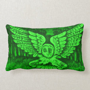 Lumbar Gran Cojín decorativo verde del búho