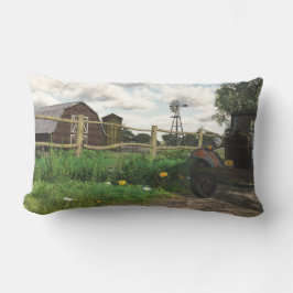 Lumbar Granero rojo viejo y Cojín decorativo oxidado del