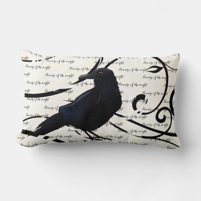 Lumbar Halloween Cojín decorativo-Raven (Anverso)