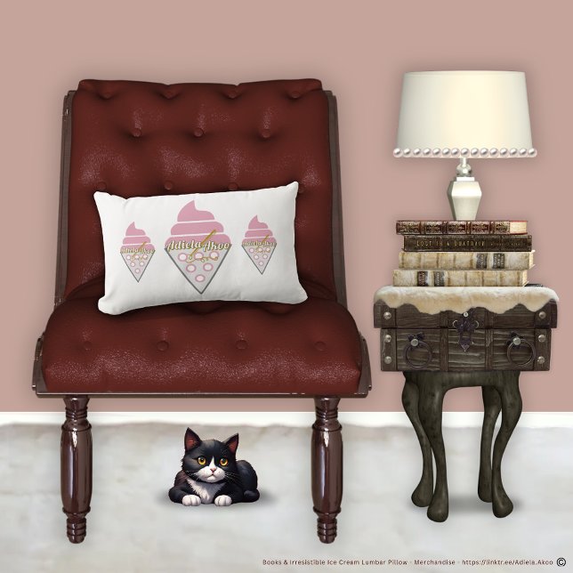 Lumbar Irresistible helado de Cojín decorativo de Adiela  (Irresistible Ice Cream Lumbar Pillow & Poetry Memoirs by Poet Adiela Akoo. Get this great gift combo)