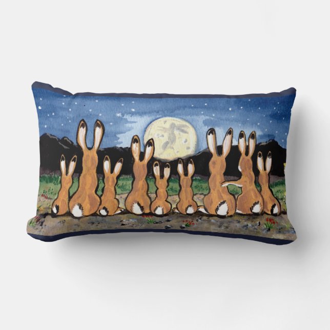 Lumbar Jackrabbit Moon Southwestern Accent Cojín decorati (Anverso)