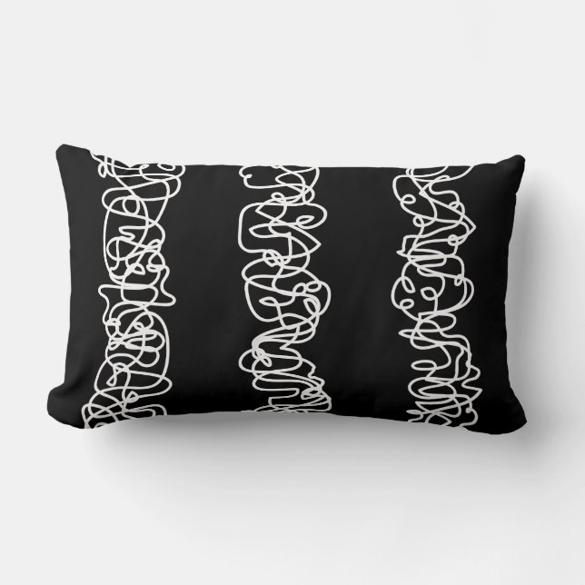 Lumbar Las LÍNEAS SQUIGGLY BLANCAS DISEÑAN el Cojín (Anverso)