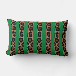 Lumbar Leopardo de banda verde Imprimir Cojín decorativo 