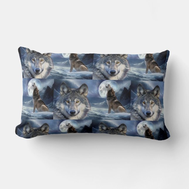 Lumbar Lobo Cojín decorativo-Yellowstone (Anverso)