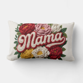 Lumbar " Mamá" Cojín de ganchillo floral – Día de la Madr