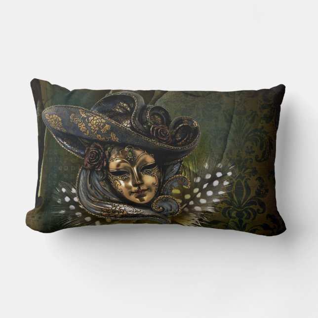 Lumbar Máscara de Carnaval - Cojín decorativo de Damasco  (Anverso)