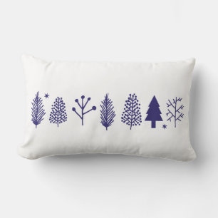 Lumbar NAVIDAD ÁRBOLES Cojín decorativo Retro Azul
