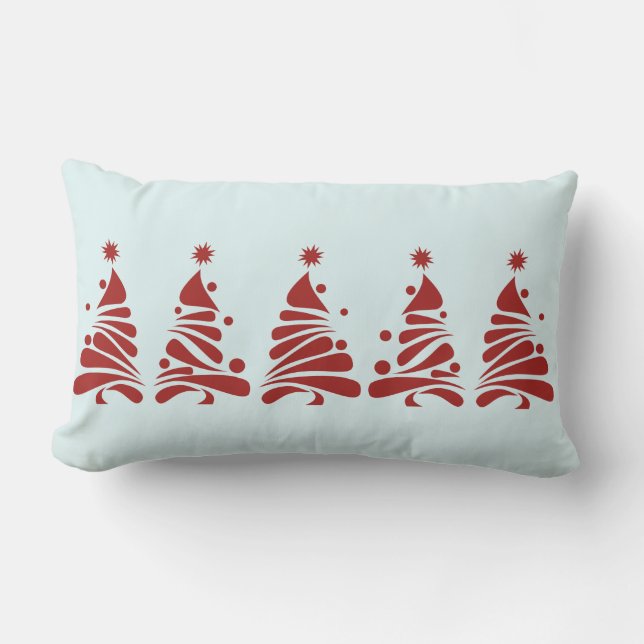 Lumbar NAVIDAD ÁRBOLES Cojín decorativo Retro Rojo (Anverso)