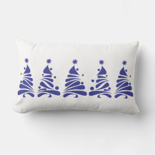 Lumbar NAVIDAD ÁRBOLES Real Cojín decorativo Retro Azul