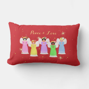 Lumbar Navidades Vintage Angels Red Cojín decorativo