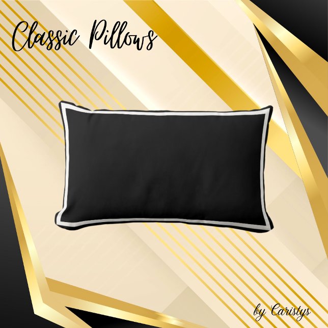 Lumbar Negro sólido con Cojín decorativo de trazo blanco (Subido por el creador)