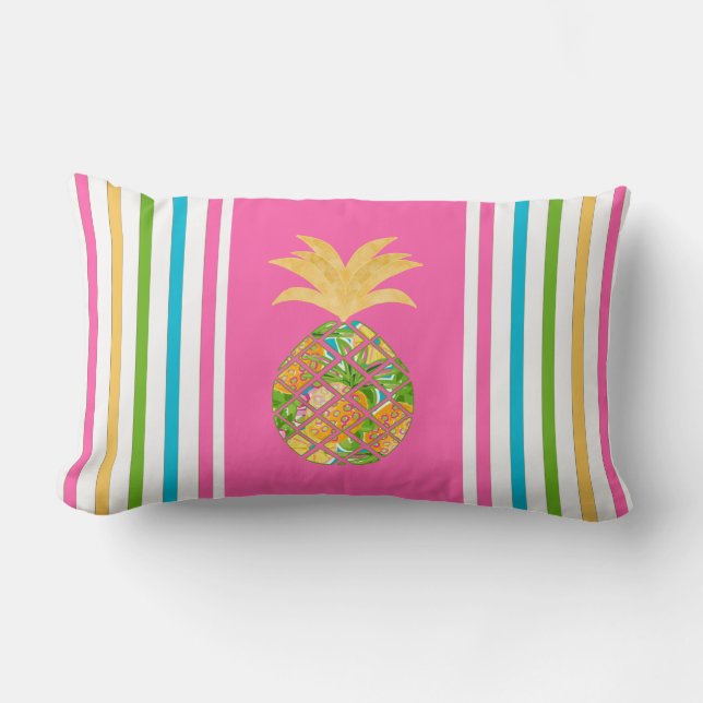 Lumbar Pastel Stripe Cojín decorativo Pineapple (Anverso)