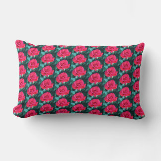 Lumbar Pequeño Cojín decorativo de rosas rojas