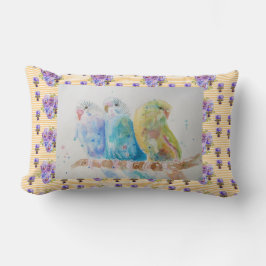 Lumbar Periquita acuarela periquitas cojín amarillo flora