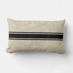 Lumbar Rayas negras en el Cojín decorativo Burlap