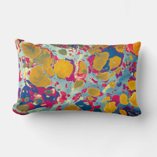 Lumbar Resumen azul y amarillo Imprimir Cojín decorativo 