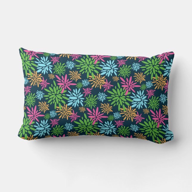 Lumbar Resumen Cojín decorativo de flores de fuegos artif (Reverso )