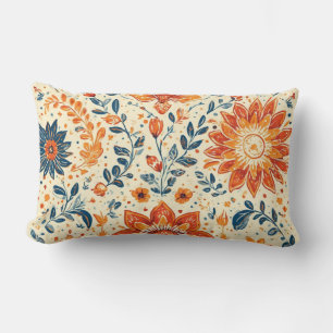Lumbar Retro Bloom Burst - Cojín decorativo
