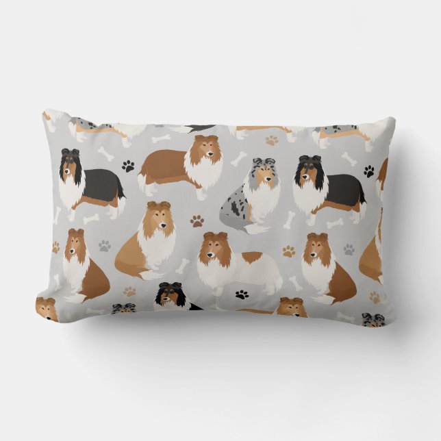 Lumbar Ruda Collie Paws and Bones Cojín decorativo (Anverso)
