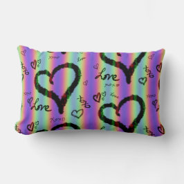 Lumbar Scribble Love Xoxo Heart Stripe Cojín decorativo
