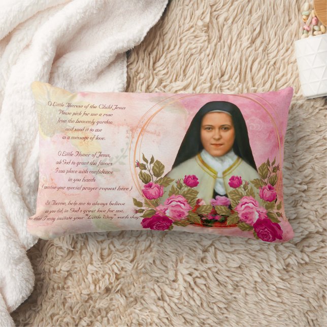 Lumbar St. Therese el pequeño Cojín decorativo de flores (Manta)