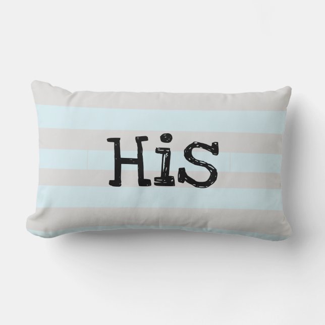 Lumbar SUS "La Amo" cojín de pastel suave azul y gris (Anverso)