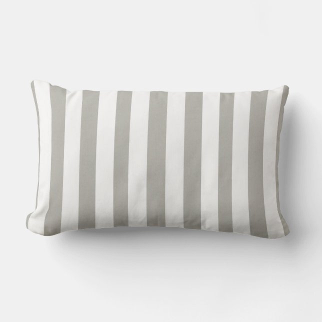 Lumbar Tiras de Cojín decorativo Gris Blanco (Anverso)