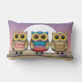 Lumbar Tres búhos y un Cojín decorativo lunar