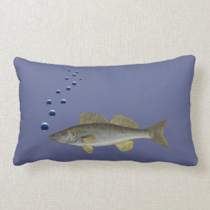 Lumbar Un cojín elegante y divertido con peces y burbuja