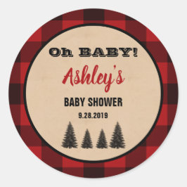 Lumberjack Baby Shower Round Favorito Pegatinas