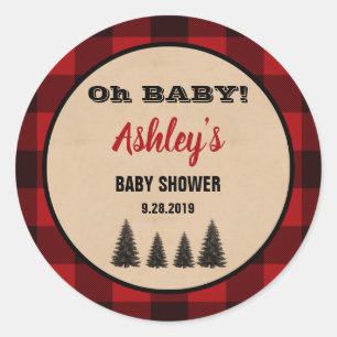 Lumberjack Baby Shower Round Favorito Pegatinas